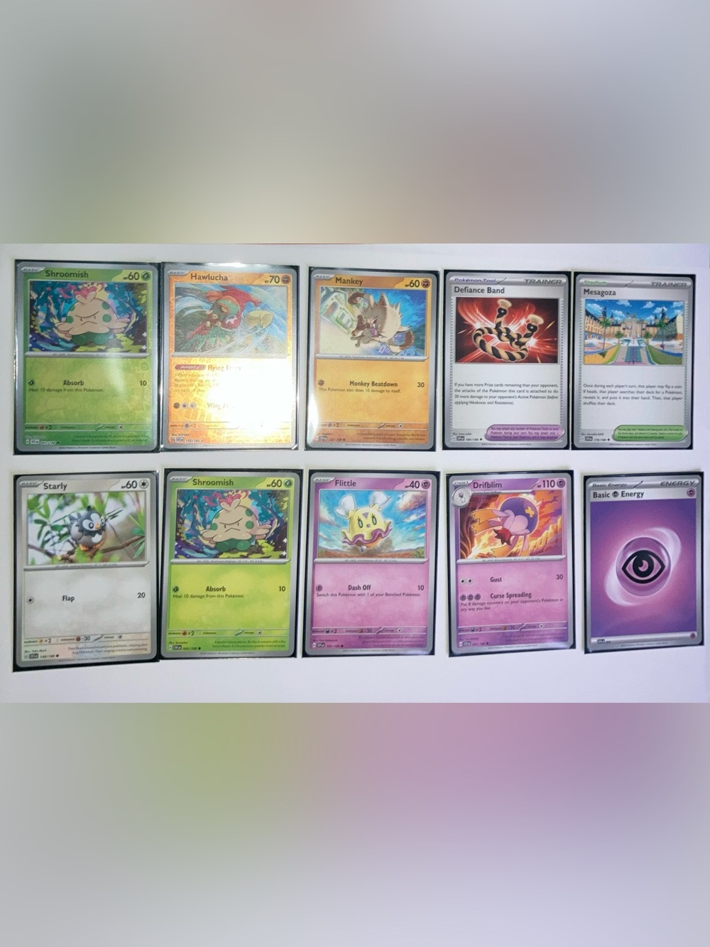 Pokemon scarlet and violet Defiance Band, Mesagoza, Drifblim, Basic Energy